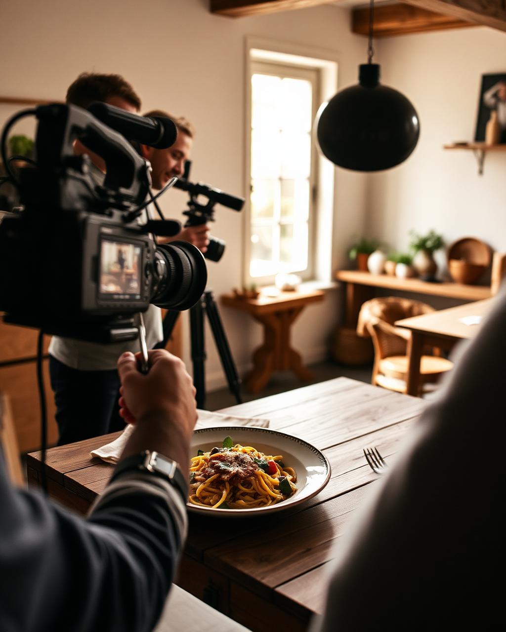 Behind the scenes filming food content